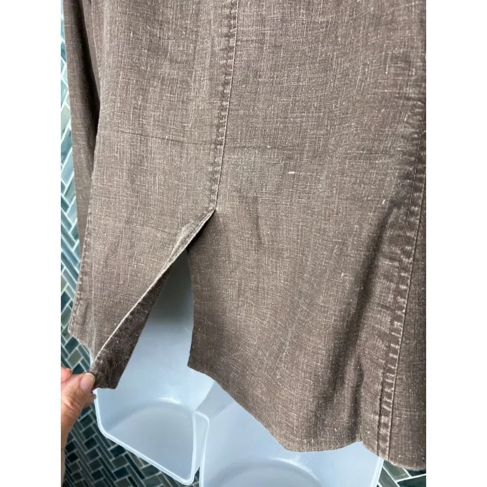 MICHAEL MICHAEL KORS WOMENS BROWN NEUTRAL LINEN BLEND FITTED JACKET BLAZER SZ 10